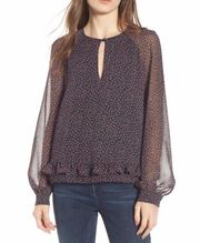 Rebecca Minkoff Lorena Ditzy Floral Sheer Long Sleeve Top Extra Small