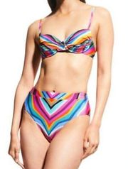 New! Trina Turk Louvre Bikini Set - High Waisted Bottoms and Under Wire Top