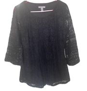 Isaac Mizrahi Live Black Lace Blouse With Lining Size Small