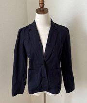 EUC Eileen Fisher Organic Cotton‎ Poplin Stretch Shaped Blazer Women P Blue