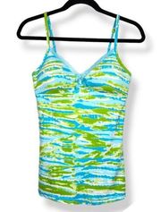 Candies Padded Cami Tank Top Padded Self Bra Blue Green White Stretchy Size M