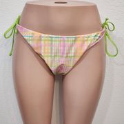 𝅺THE MIGHTY COMPANY The Paradise Plaid String Bikini BOTTOM  Size: XXL