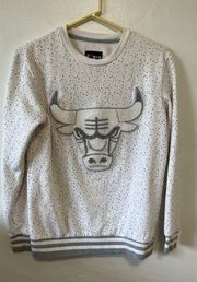 Vintage Chicago Bulls Sweatshirt Women's Medium White Gray Dotted Soft NBA