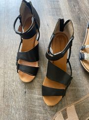Italian Designer  sandal asymmetrical wedge heal. 9 US