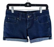 Anthropologie Level 99 Dark Wash Cuffed Leg Low Rise Denim Jean Shorts Size 26