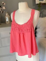 Rue 21 Tank Crochet Lace Flowy Top Womens Large Coral