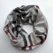 Fraas Plaid Lightweight Infinity Scarf Wrap Grey Red