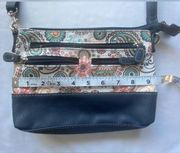 Stone & Co Paisley Print Crossbody Bag Navy Blue/White 9.5” x 7”