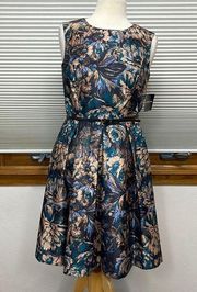 6 // Liz Claiborne NWT Tapersery Floral Sleeveless Belted Fit & Flare Dress