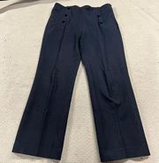 Navy Blue Sailor Button Front Bootcut Flare Dress Pants Slacks Sz 38 / 2