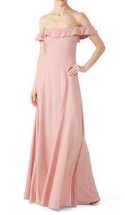 Reformation Verbena Blush Pink Off Shoulder Gown Size 4