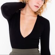 American Apparel Black Long Sleeve Crop Top