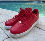 Nike - Women’s Air Force 1 Low Red Gold Swoosh Sneaker, Size 8