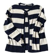 women's button down blue and white nautical cardigan size medium