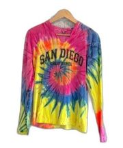 San Diego California Women's Medium Tie Dye Hooded Long Sleeve T-Shirt