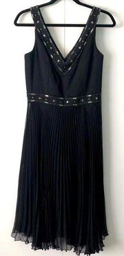 Laundry by Shelli Segal Silk Pleated Dress Black