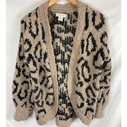 Rachel Zoe Teddy Slouchy Cardigan Sweater Animal Print Size Small