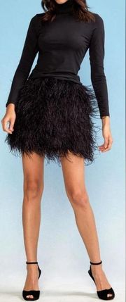 NWOT! BcbgMaxazria Black Tiered Fuzzy Mini Skirt