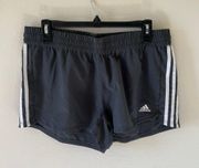 Adidas Grey Pacer 3-Stripes Woven Shorts Size Large