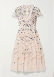 Needle & Thread Prairie Flora Ruffled Embellished Embroidered Tulle Dress Pastel