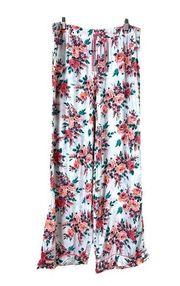 Women’s Pajama Pants Wide Leg Drawstring Pockets Floral Size L