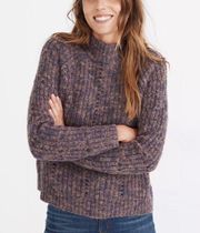 Purple Chunky Knit Oversized Sweater XS Wool Relaxed Fit