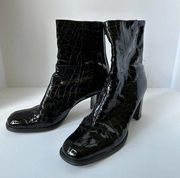 Nine West Midi Patent Croc Boots