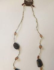 Long beaded necklace and earrings