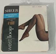 West Loop Sheer Pantyhose 1 Pair Reinforced Toe Classic Nylon Size A Nude