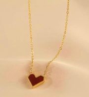 18K Gold Plated Red Heart Pendant Necklace for Women