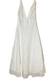 J.Crew  Sun Dress 100% Cotton High Waist V-Neck Halter Top Cottage White 2