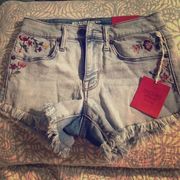 NWT High Waist Floral Jean Shorts