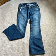 7 For All Mankind Distressed A Pocket Wide-Leg Jeans  Size 29