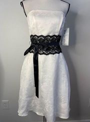 Ecru embossed strapless party dress brand new with tag