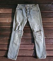 Levi’s high rise straight leg distressed jeans