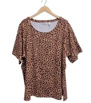 Isaac Mizrahi Woman’s 3X Basic Tee Short sleeve animal print Top Crew Neck