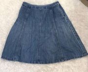 L.L.Bean  Classic Fit Vintage Knee Length Denim Skirt 8