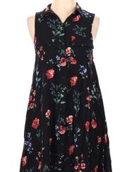 KIMCHI Blue small black floral sleeveless dress