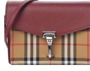 Burberry Macken Grainy Calfskin Crimson Vintage Check Nova Crossbody Bag Purse