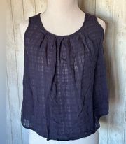 Small Blu Pepper Sheer Tank with Button up Back