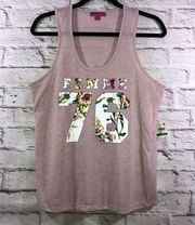 Material Girl Active Womens Floral Femme 76 Tank Top Juniors Size Large Pink