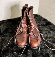 Eddie Bauer lace up granny leather boots 7.5