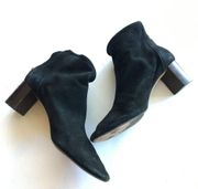 ZARA  Black Suede Leather High Heel Ankle Boots Booties Womens Size 39 US Size 8