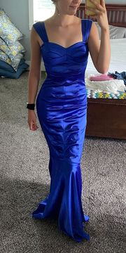 Royal Blue Satin Mermaid Prom Dress