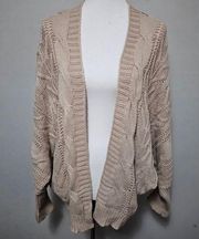 Modcloth Doe & Rae Beige Oversized Chunky Cable Knit Dolman Cardigan Size Large