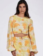 Charlie holiday floral cropped blouse