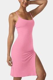 NEW Halara Everyday Split Strap Bodycon Midi Chill Dress-Sensational Barbie Pink