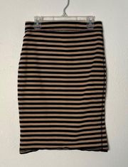 Size XS Striped Beige & Black Pencil Skirt