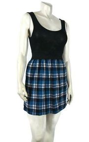 MAX RAVE Medium Black Plaid Basic Sleeveless Dress