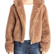 Bagatelle NYC Cream Hooded Faux Fur Coat M